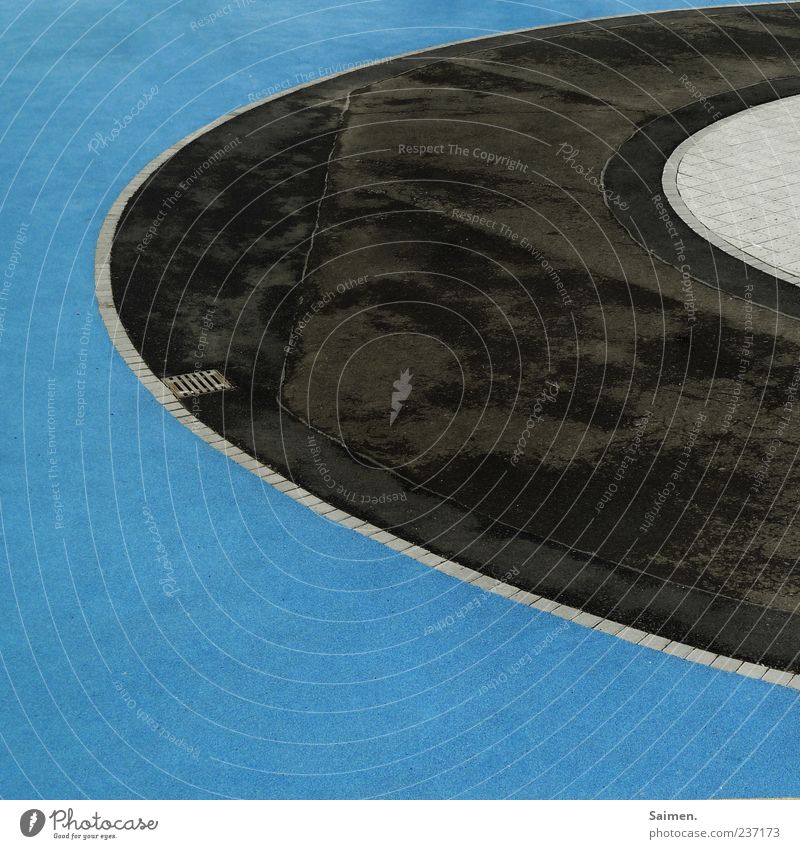 turntable Playground Round Clean Blue Asphalt Tartan Circular Floor covering Structures and shapes Pattern Colour photo Subdued colour Exterior shot Detail