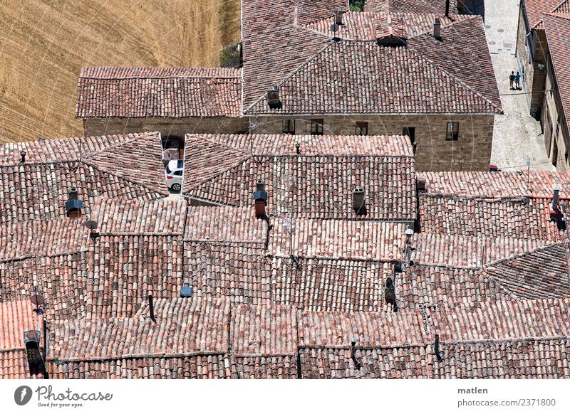 rooftops 2 Human being Small Town Old town House (Residential Structure) Architecture Wall (barrier) Wall (building) Roof Hot Historic Dry Brown Gray Red Field