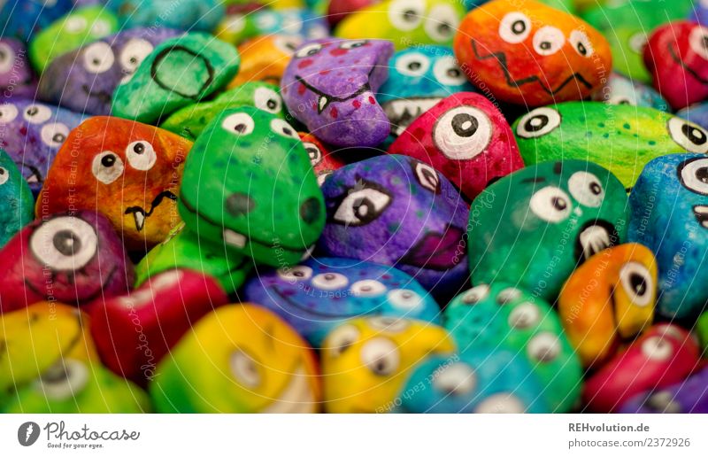 Monster rocks, colorful! Leisure and hobbies Human being Group Art Stone Smiling Exceptional Uniqueness Funny Emotions Moody Joy Happy Authentic Tolerant