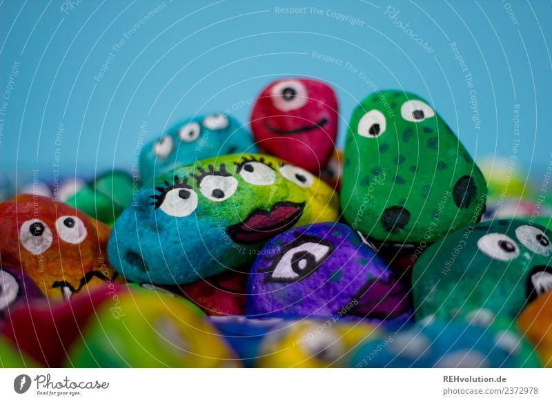 monstrosities Face Art Stone Exceptional Monster Eyes Difference Character Figure Emotions Crazy Animal Painted Creativity Idea Colour photo Multicoloured