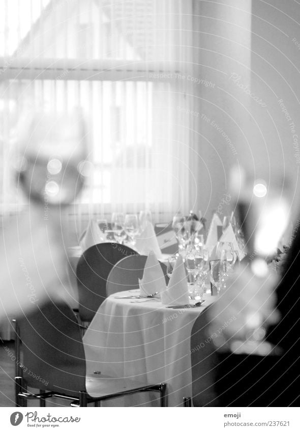 as a present Dinner Banquet Business lunch Crockery Glass Champagne glass 2 Human being Black & white photo Interior shot Blur Toast Noble Chic Set meal