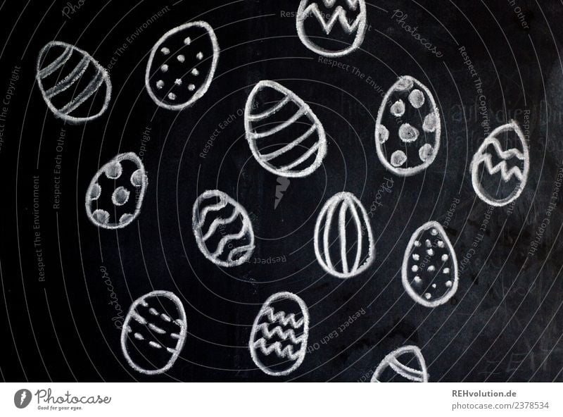 board drawing | Easter eggs Egg Feasts & Celebrations Exceptional Hip & trendy Black White Creativity Painted Blackboard Chalk Public Holiday Colour photo