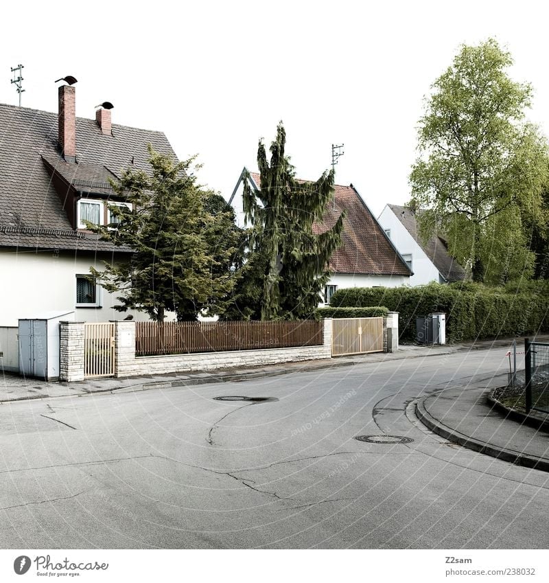 perfectly normal House (Residential Structure) Tree Deserted Detached house Traffic infrastructure Street Simple Gloomy SME Calm Stagnating Normal Exterior shot