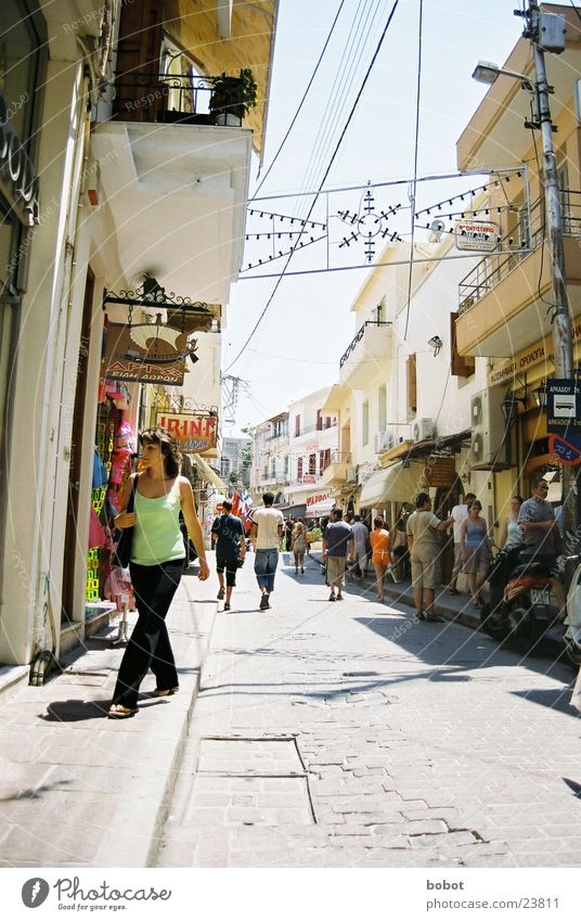 Shopping in Rethymnon Vacation & Travel Greece Hot Physics Pedestrian Greek Alley Europe Street Human being Sun Old town Warmth