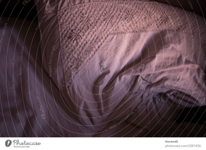 atmospheric picture of a pillow with lace Cushion Pillow Point Cozy Cuddling stay at home Stayhome Sleep Bed Bedclothes crumpled Vanilla sex Sex White Pink