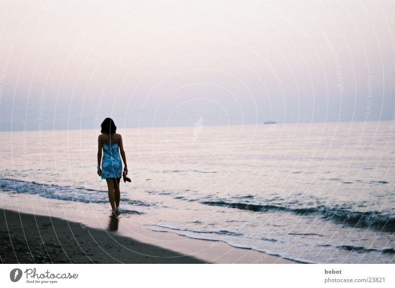 See you later... Woman Vacation & Travel Waves Ocean Sandy beach Sunset Serene Europe satzwasser Relaxation