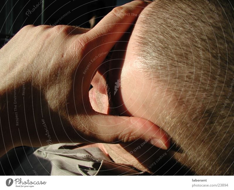 sleeper Man Sleep Bald or shaved head Hand Relaxation Sun