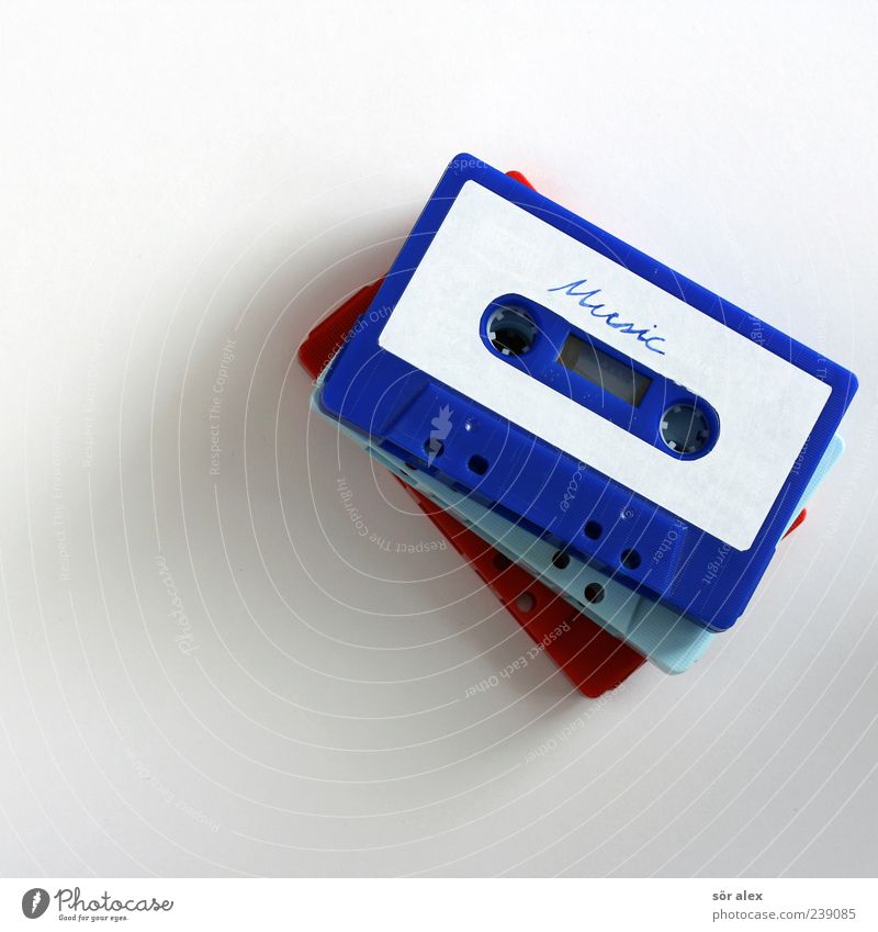 Music Tape cassette Plastic Old Retro Blue Red White Cool (slang) Listen to music Hit Entertainment electronics Entertainment industry Media Nostalgia