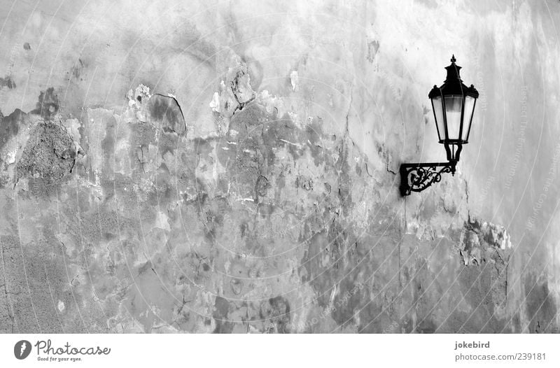 old part Old town City wall Wall (barrier) Wall (building) Facade Lamp Lantern Street lighting Decoration Plaster Rendered facade Stone Historic Decline Past