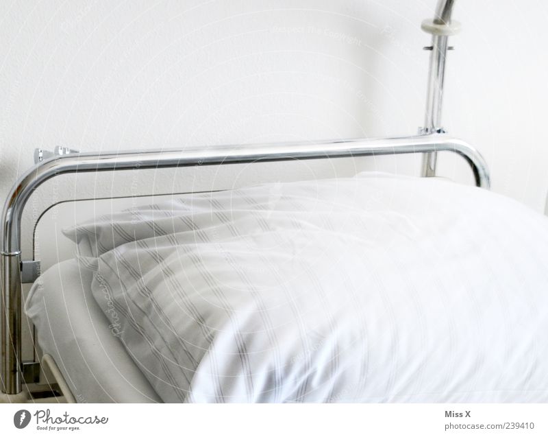 bed Illness Bed Clean White Cleanliness Purity Hospital Sick room Hospital bed Bedclothes Colour photo Subdued colour Interior shot Deserted Morning Light