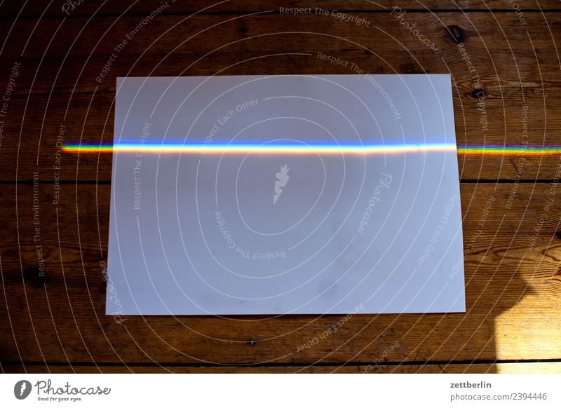 Coloured light on paper Multicoloured Light Refraction Beam of light Physics Prism Rainbow Prismatic colors Prismatic colour Spectral Wave length Line Stripe
