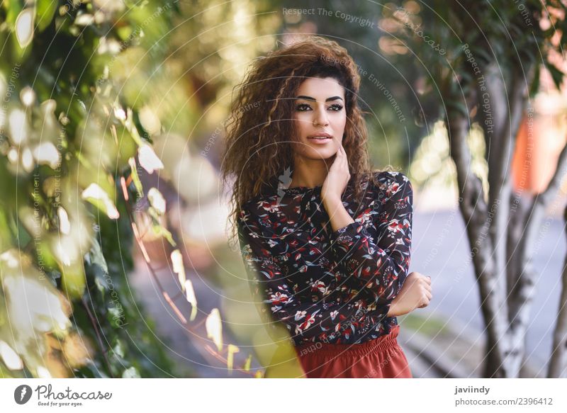 Beautiful young arabic woman with black curly hairstyle Lifestyle Style Hair and hairstyles Human being Feminine Young woman Youth (Young adults) Woman Adults 1