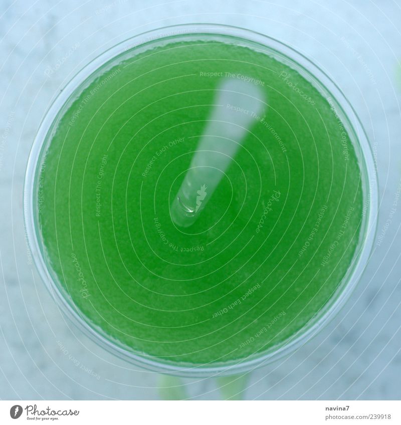 Ice drink 1 Food Beverage Cold drink Lemonade Mug Crazy Sweet Green Colour photo Detail Deserted Day Contrast Blur Bird's-eye view Central perspective