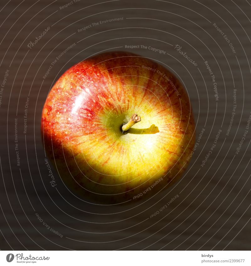 Apple - light and shadow Fruit Nutrition Healthy Eating Fragrance Illuminate Authentic Simple Fresh Delicious Positive Juicy Yellow Gray Red To enjoy