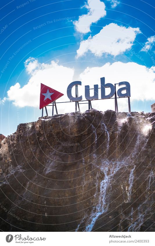Cuba logo in Havana Beautiful weather Clouds Summer Sun Letters (alphabet) Characters Typography Rock Water Travel photography Vacation & Travel Far-off places