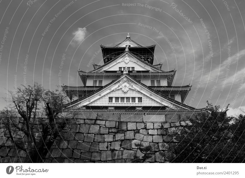 Osaka Castle Japan Asia Manmade structures Building Architecture Tourist Attraction Landmark Famousness Tradition Massive Bastion Pagodal roof