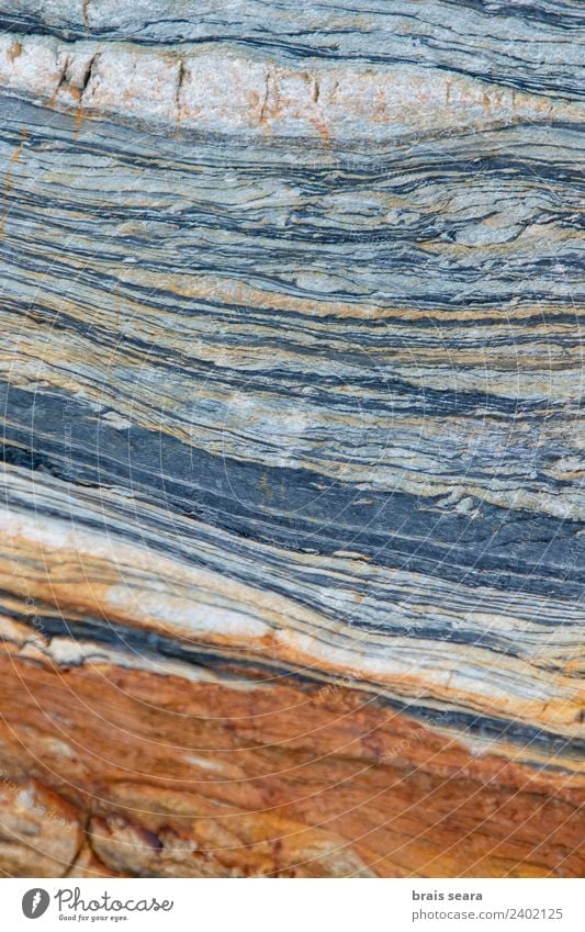 Sedimentary rocks texture Vacation & Travel Tourism Beach Ocean Science & Research Geology Art Environment Nature Earth Coast Stone Old Natural Blue Orange