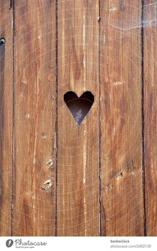 timeless | Herzerl Facade Door Wood Heart Old Retro Brown Emotions Safety Protection Safety (feeling of) Romance Sustainability Colour photo Exterior shot