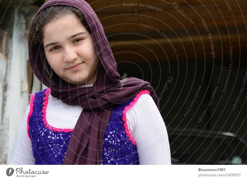 Portrait of Teenage Beautiful Girl Wearing Traditional Knitted Cloth with Shawl Lifestyle Style Skin Face Wellness House (Residential Structure) Human being