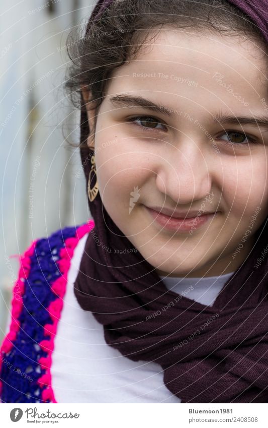 Portrait of Teenage Smiling Beautiful Muslim Girl Lifestyle Happy Skin Face Wellness Human being Feminine Youth (Young adults) 1 8 - 13 years Child Infancy
