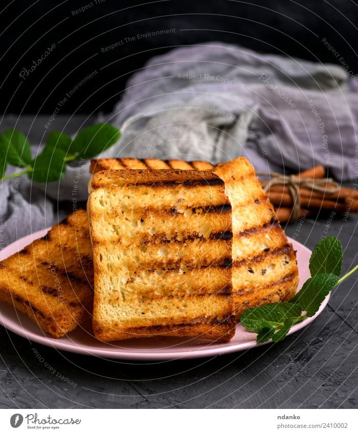 fried French toast Bread Breakfast Lunch Plate Delicious Brown White french background Cereal Slice Wheat food healthy Sliced square grain Tasty Meal Sandwich