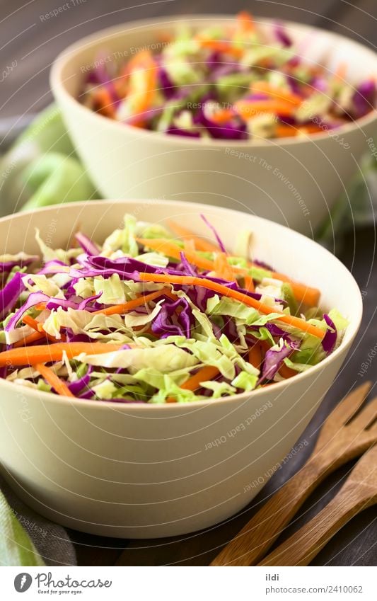 Coleslaw Vegetable Lettuce Salad Vegetarian diet Fresh Healthy food cole cabbage Raw Carrot shredded Cut Home-made colorful seasonal Meal Dish Snack appetizer