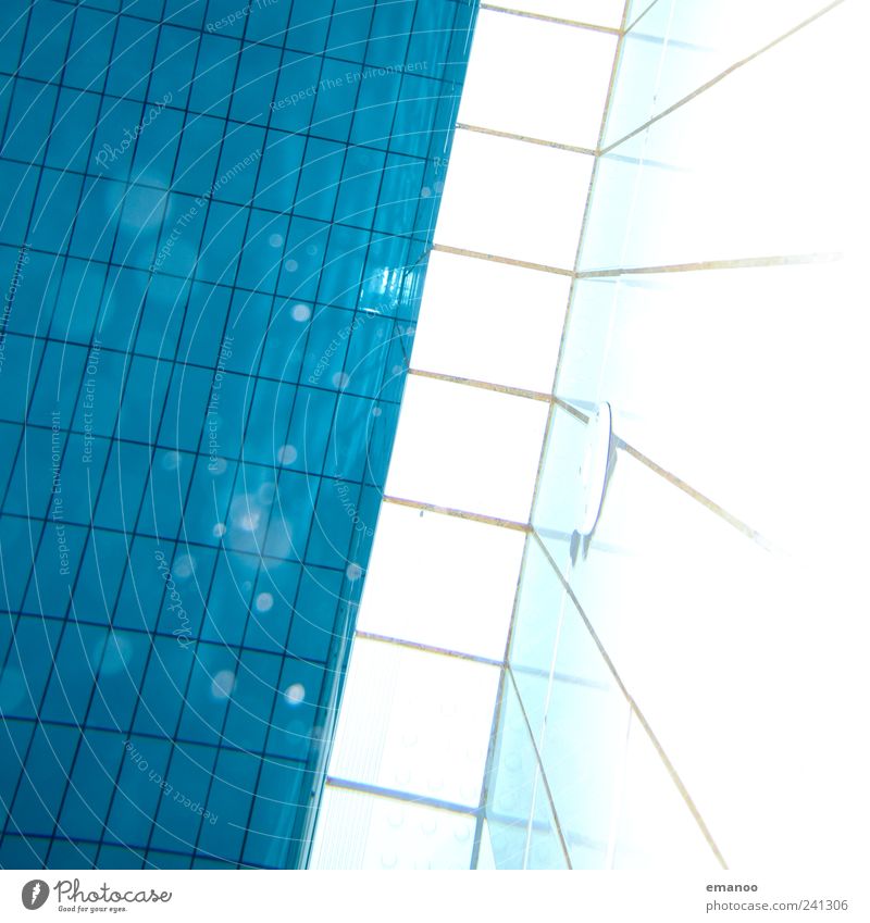 water tiles Joy Relaxation Calm Swimming & Bathing Dive Swimming pool Air Water Line Cold Wet Blue Tile Square Rectangle Surface of water Air bubble Edge Corner
