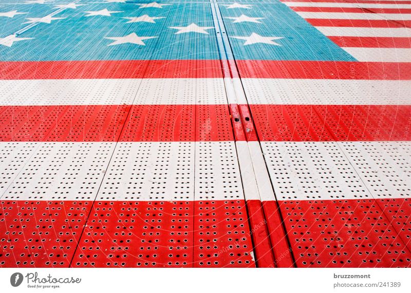 America on the ground Style Vacation & Travel Metal Blue Red White Fairs & Carnivals Ground Carousel American Flag Colour photo Exterior shot Day Pattern