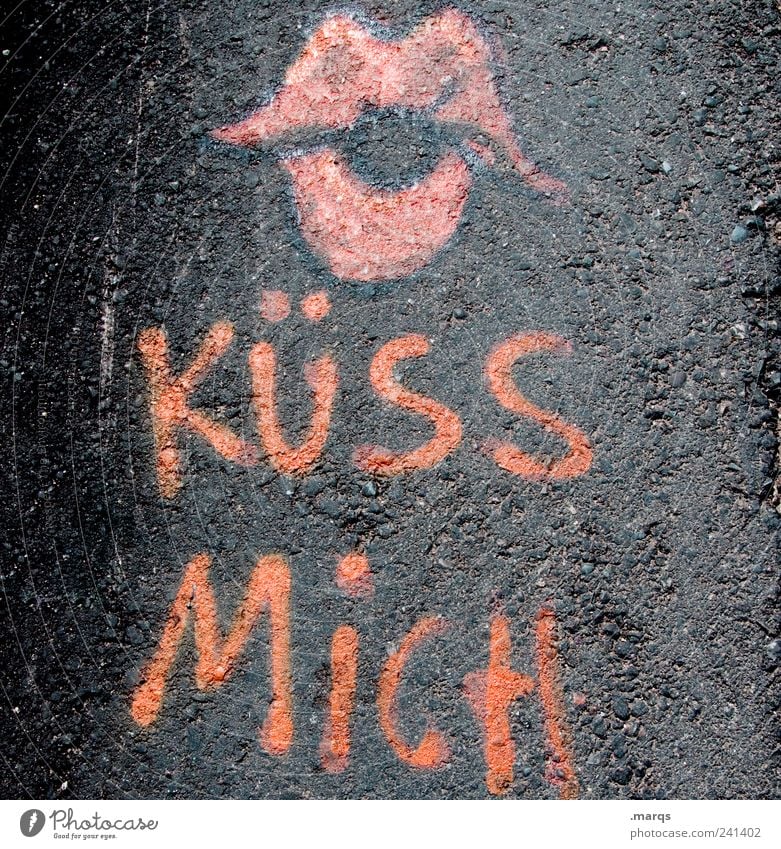 Kiss me Senses Valentine's Day Lips Sign Characters Graffiti Together Red Black Emotions Love Infatuation Loyalty Whimsical Kissing Pout Colour photo