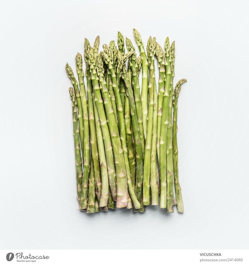 Green asparagus bunch on white Food Vegetable Nutrition Organic produce Vegetarian diet Diet Style Design Healthy Healthy Eating Nature Asparagus