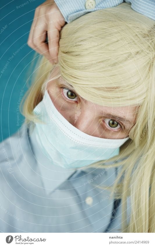 Young patient wearing a medical mask Design Healthy Nursing Medication Work and employment Profession Health care Patient Doctor Mask Human being Feminine