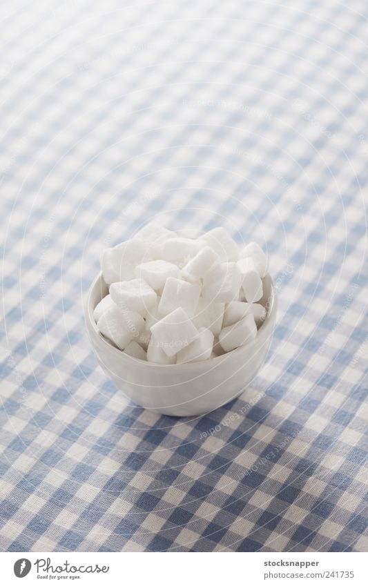 Sugar Cube Lump sugar Ingredients Food Deserted Checkered Tablecloth White Bowl Sweet Food photograph Copy Space top Object photography Isolated Image