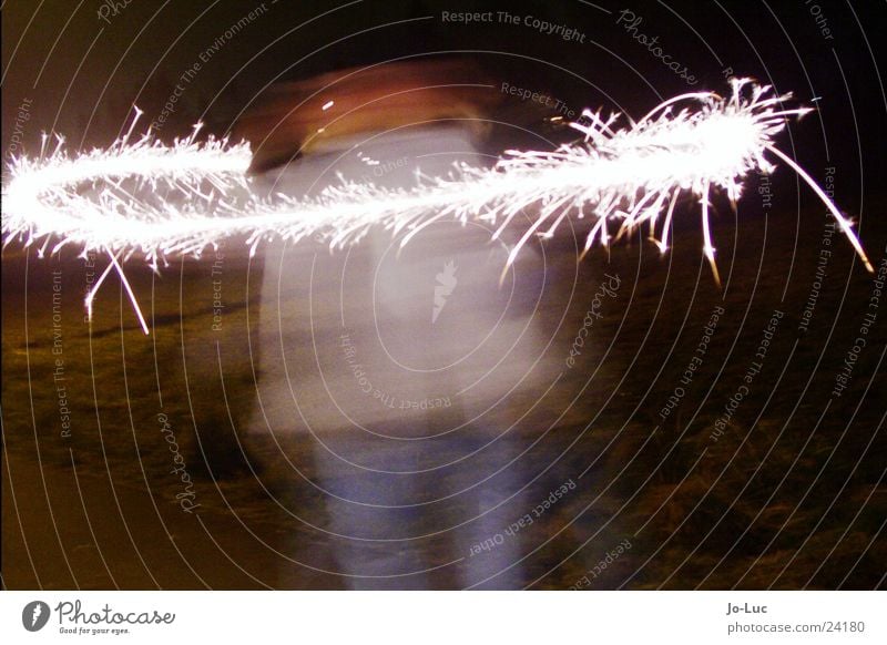 spinning Child Girl New Year's Eve Sparkler Night Spray Rotate Light Long exposure