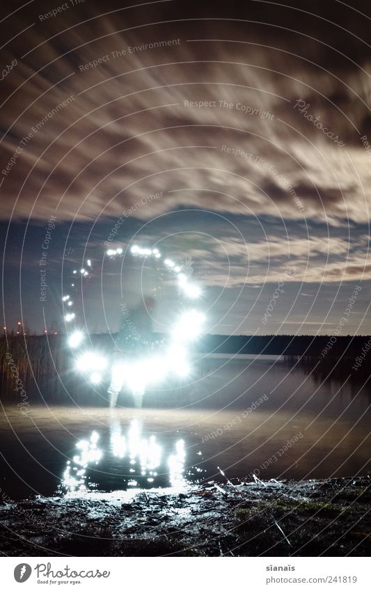 circletraining+ Human being Masculine Dream Esthetic Fantastic Creativity Surrealism Circle Water Long exposure Clouds in the sky Deprived area Night sky