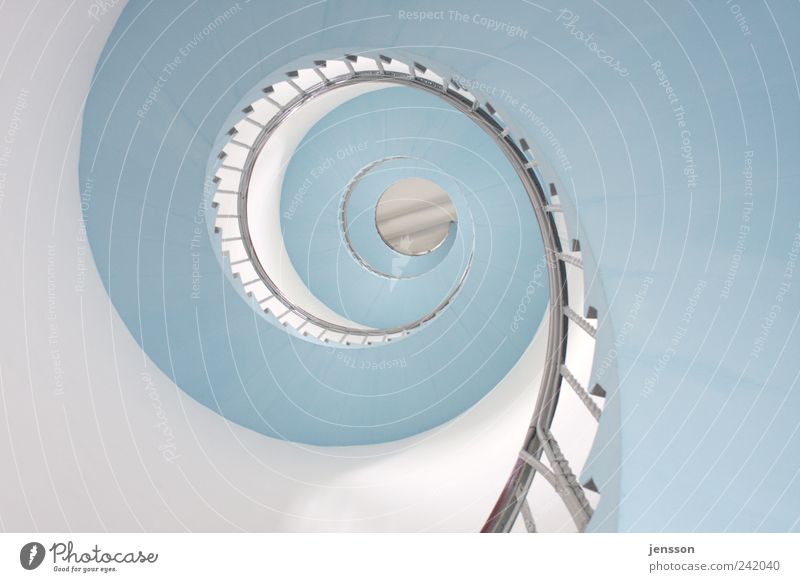 light blue spiral staircase Flat (apartment) House (Residential Structure) Tower Lighthouse Manmade structures Building Architecture Wall (barrier)
