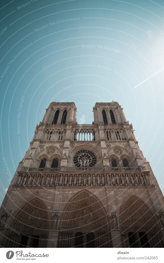 Notre-Dame de Paris Vacation & Travel Tourism Sightseeing City trip Sky Cloudless sky Sunlight Weather Beautiful weather France Europe Church Dome Tower