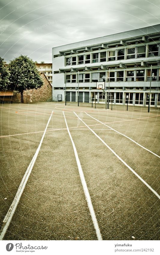 Schoolyard Modern Gloomy France Besançon Colour photo Subdued colour Exterior shot Deserted Day Contrast