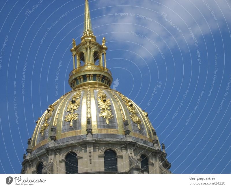 Paris Architecture Spire Historic Building France Gold Sky Tower Point