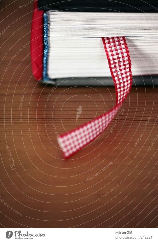 Bookmark. Art Esthetic Bookworm Reader Literature Literary language Library Page Signs and labeling Red String Cookbook Advancement Clue Accumulate Colour photo