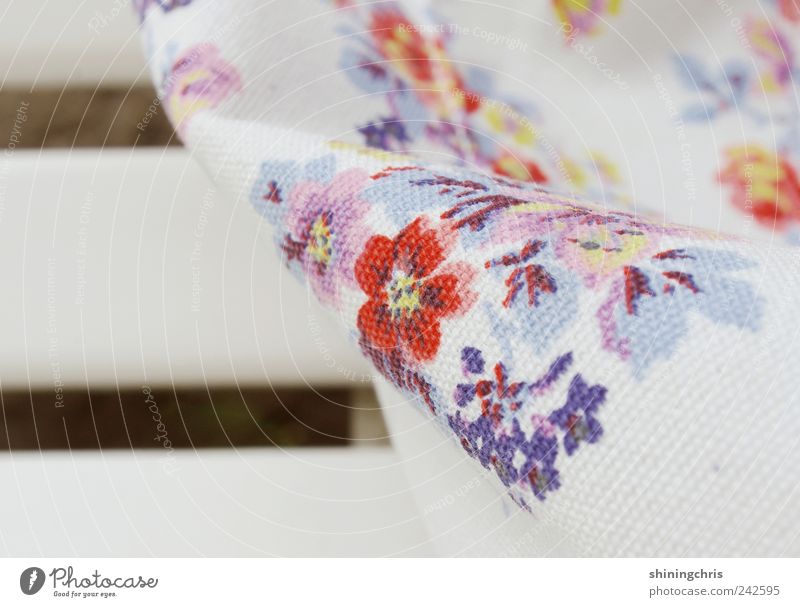 Break! Lifestyle Cloth Bag Friendliness Near Spring fever Relaxation Style Stagnating Flowery pattern Bench Colour photo Exterior shot Copy Space left Day