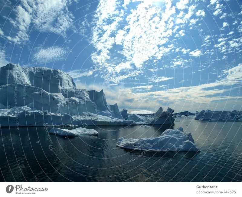 Ice Blue Stories Nature Landscape Elements Water Sky Climate Climate change Frost Ocean Iceberg Far-off places Greenland Clouds The Arctic North Pole