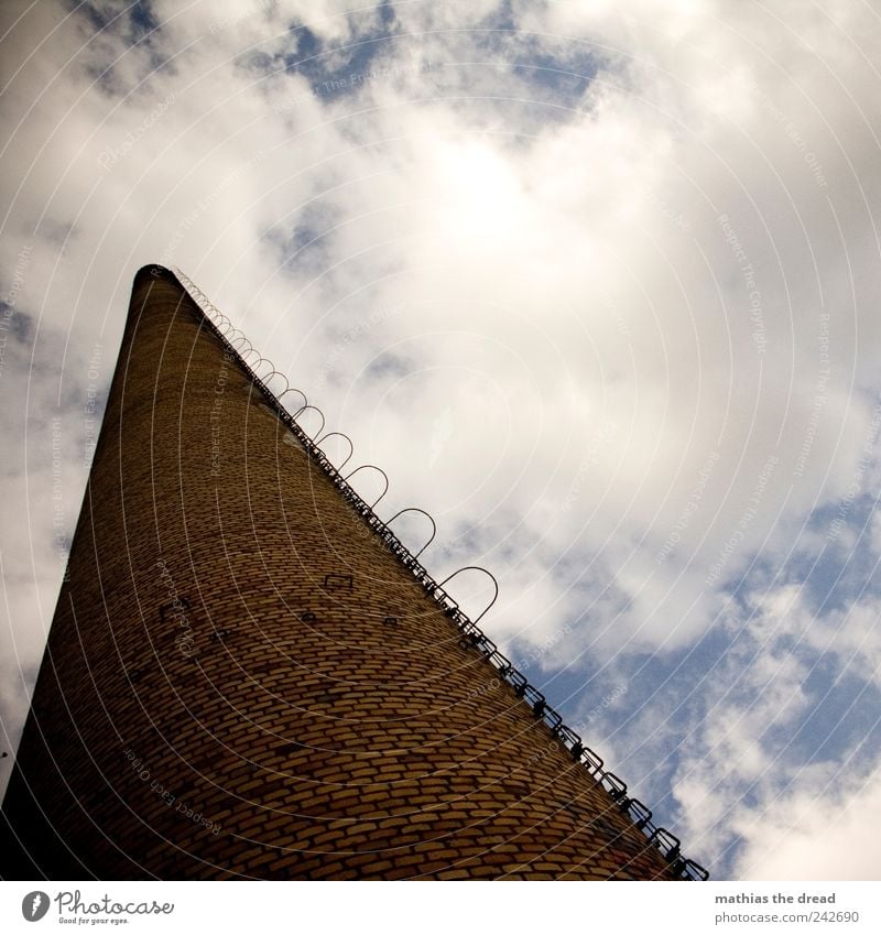chimney Environment Nature Landscape Sky Clouds Skyline Deserted Industrial plant Factory Ruin Manmade structures Building Architecture Chimney Smoking Thin