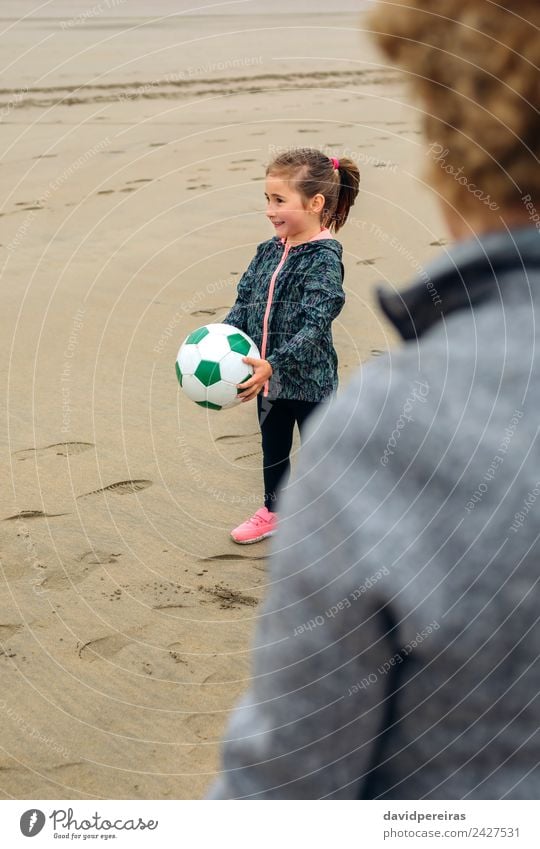 Girl and senior woman playing on the beach Lifestyle Joy Happy Playing Beach Sports Child Human being Woman Adults Grandmother Family & Relations Sand Autumn