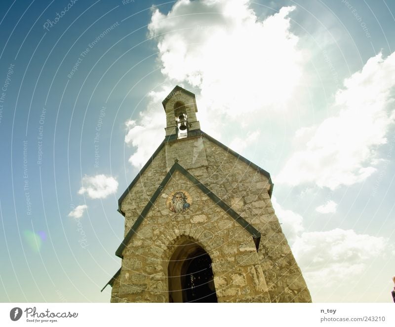 chapel Church Tower Manmade structures Architecture Wall (barrier) Wall (building) Calm Belief Religion and faith Clouds Sky Clouds in the sky Bavaria Chapel