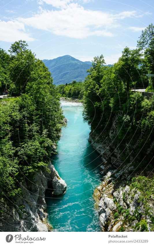 #S# White water silence Nature Happy Whitewater Turquoise Blue Kitsch Green Alps Kayak Slovenia Rock Current Switch off Hiking Vacation & Travel Nature reserve