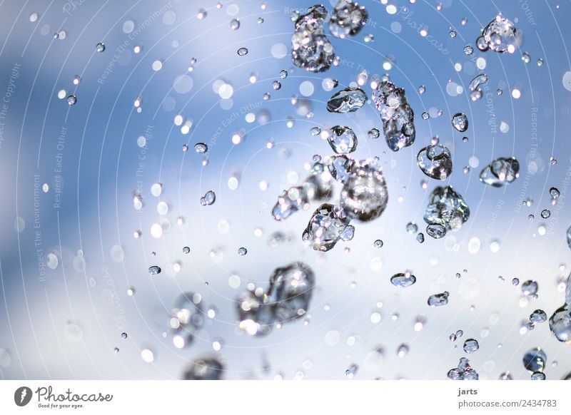 Wet Elements Water Drops of water Sky Clouds Sunlight Beautiful weather Flying Fluid Fresh Healthy Glittering Cold Natural Blue Nature Colour photo