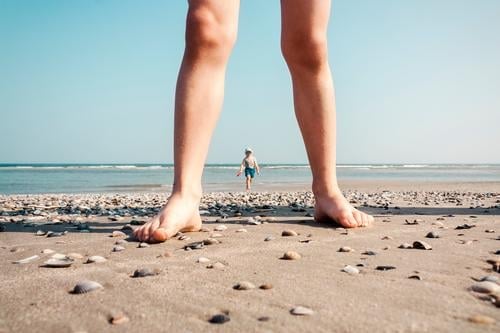 Colossus of Juist Child Legs Feet 2 Human being 3 - 8 years Infancy Water Summer Beautiful weather Beach Sand Swimming & Bathing Vacation & Travel Playing