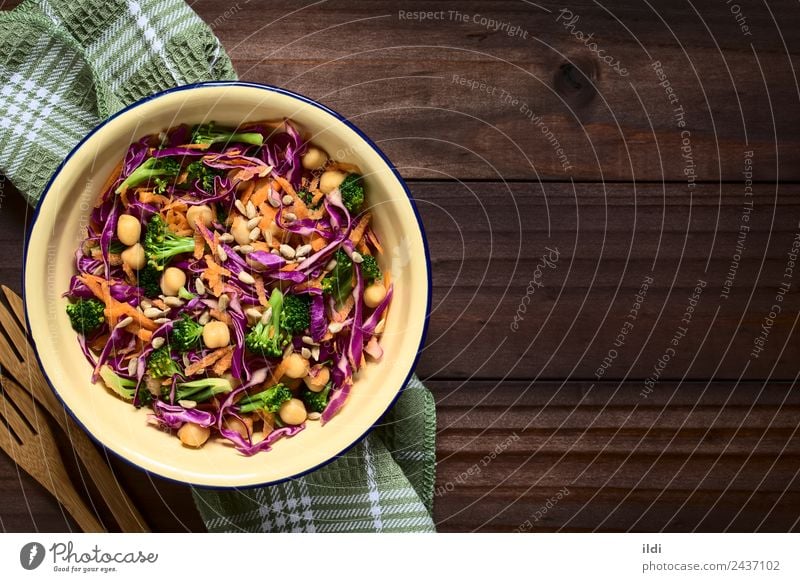 Red Cabbage, Chickpea, Carrot and Broccoli Salad Vegetable Lettuce Vegetarian diet Fresh food cabbage Chickpeas garbanzo cruciferous legume Pulse Snack