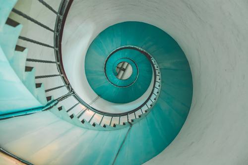 snail or staircase Design Tourism Interior design Art Architecture Hvide Sands Denmark Tower Lighthouse Tourist Attraction Concrete Wood Steel Old Esthetic