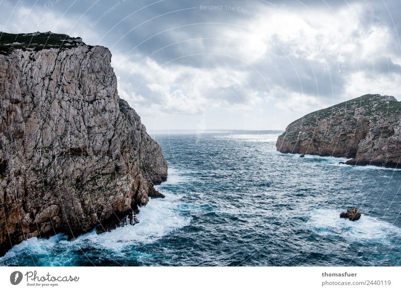 Rock islands in the Mediterranean Sea from above Trip Far-off places Freedom Summer Ocean Island Waves Elements Sky Clouds Horizon Spring Climate Weather Wind